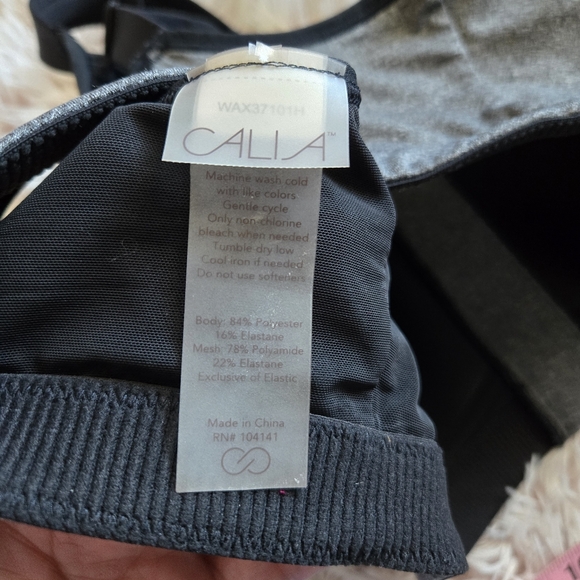 CALIA Women's Go All Out Zip Front Sports Bra black gray mesh 36D Large support - Picture 7 of 7